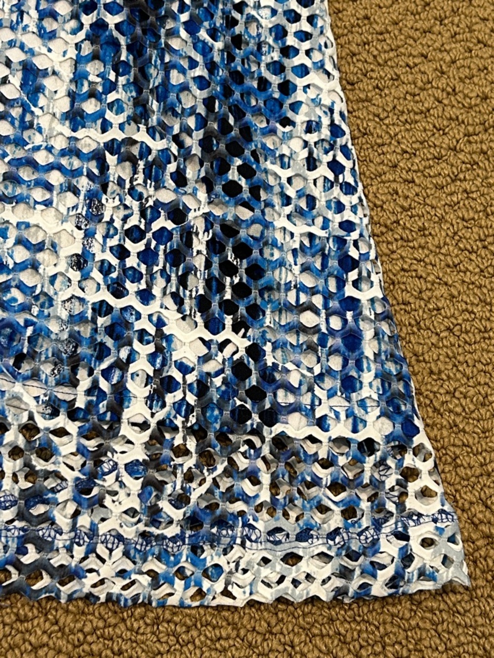 Ali Miles Blue White Abstract Mesh Overlay Tunic Top 1X Lagenlook Art to Wear - Picture 12 of 17